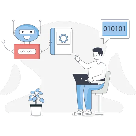 Man pointing natural language process  Illustration