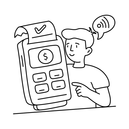 Man pointing NFC Terminal  Illustration