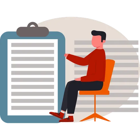 Man pointing office document  Illustration