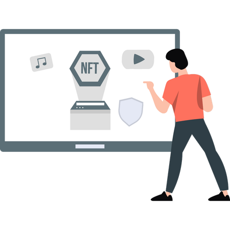 Man pointing online NFT marketing  Illustration