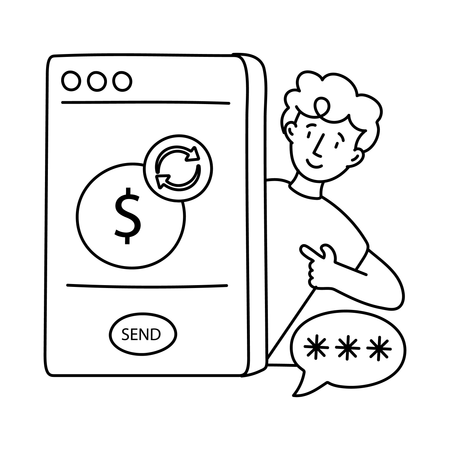 Man pointing Payment Reversal  Illustration