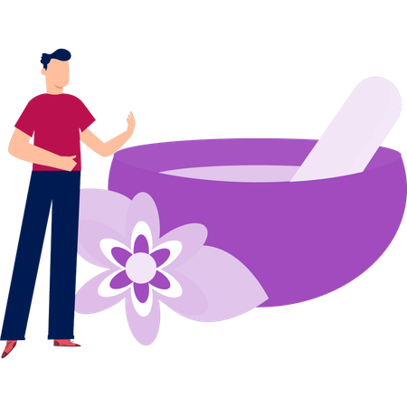 Man pointing pestle basic miscellany  Illustration