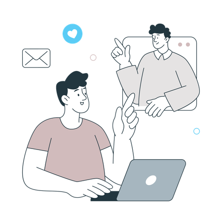 Man pointing Remote Work Accessibility  Illustration