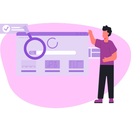 Man pointing search bar  Illustration