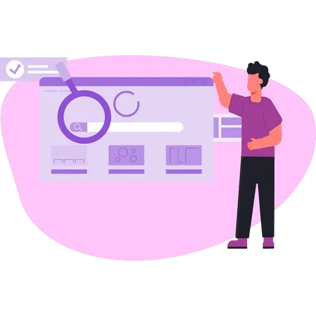 Man pointing search bar  Illustration