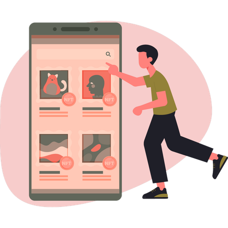 Man pointing search bar  Illustration