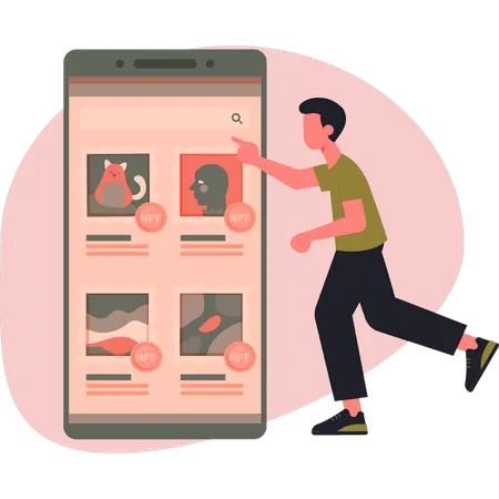 Man pointing search bar  Illustration