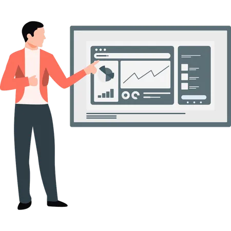 Man pointing stock market analysis  Illustration