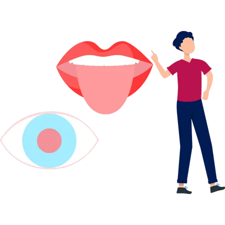 Man pointing taste sense  Illustration