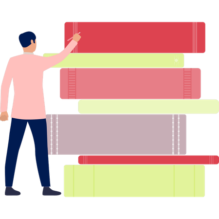 Man pointing to books  Illustration