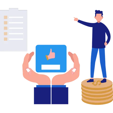 Man Pointing To Finance Checklist  Illustration