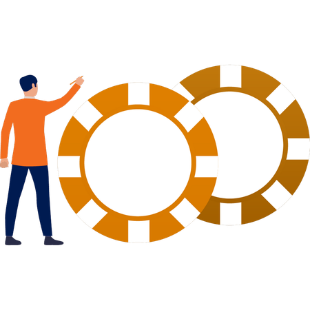 Man pointing to gamble chip  イラスト