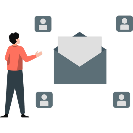 Man pointing to mail document  Illustration