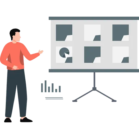 Man pointing to presentation board  Illustration