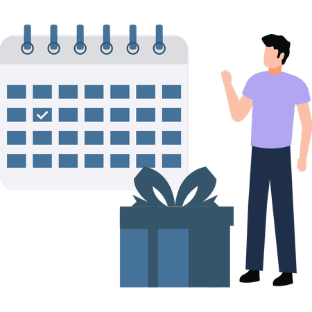 Man pointing to reminder on calendar  Illustration