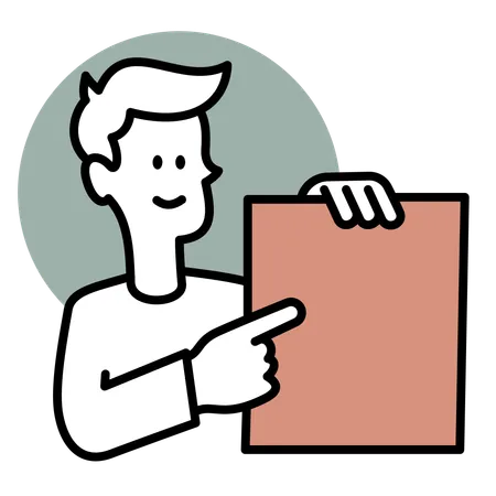 Man pointing to sign  Illustration