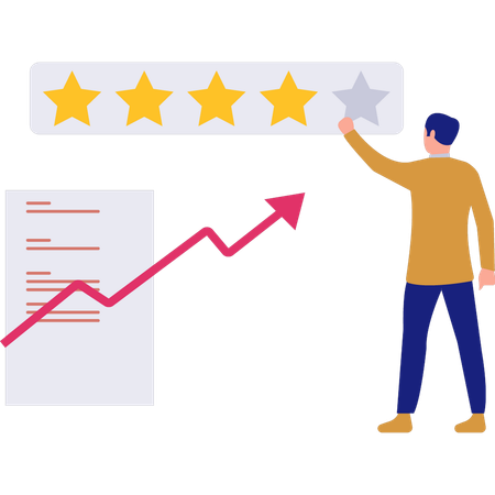 Man Pointing To Star Rating On Document  Illustration