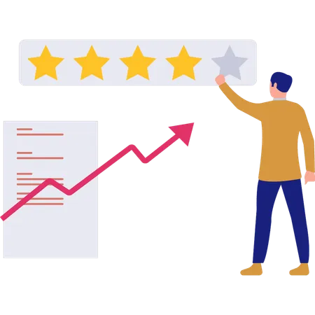 Man Pointing To Star Rating On Document  Illustration