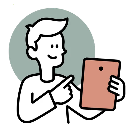 Man Pointing To A Tablet Illustration