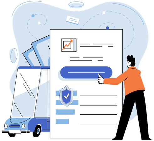 Man pointing vehicle policy  Illustration