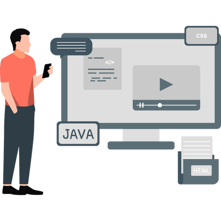 Man pointing video tutorial  Illustration