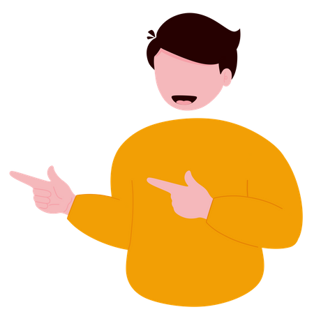 Man pointing with two hands  Illustration