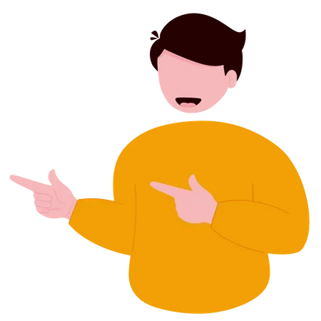 Illustration Of A Man Pointing With Two Hands Illustration