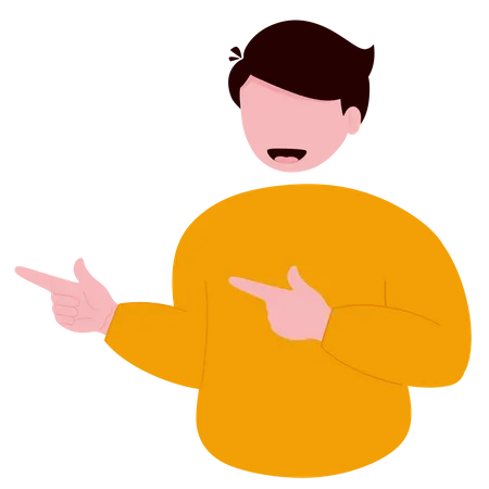 Man pointing with two hands  Illustration