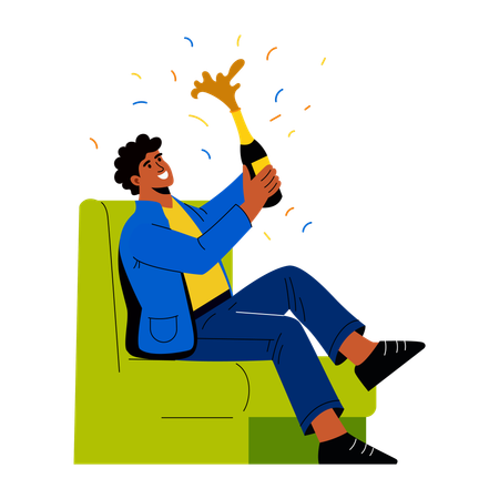 Man pop champagne for celebration  Illustration