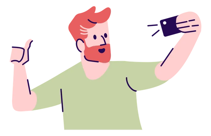 Man Posing For Selfie Illustration