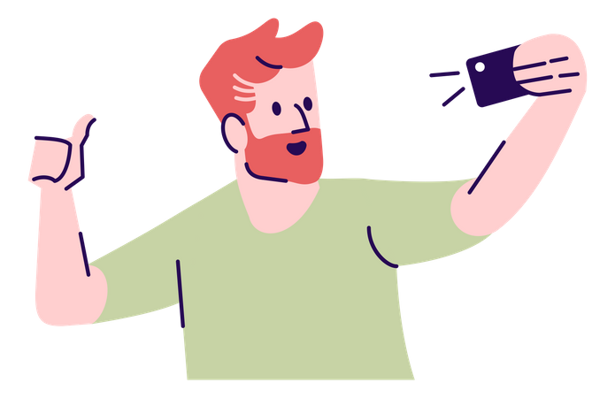 Man Posing For Selfie  Illustration