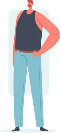 Man Posing in Jeans  Illustration