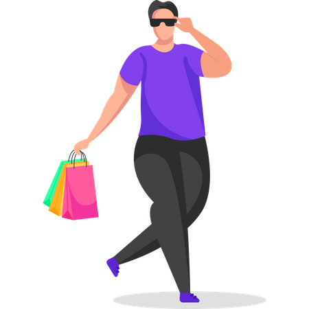 Man posing with shopping bag Illustration