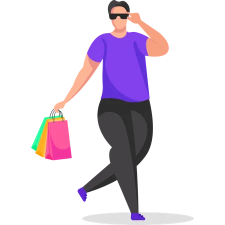 Man posing with shopping bag  Illustration