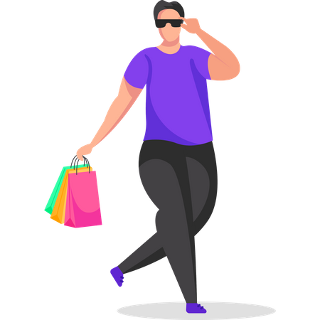 Man posing with shopping bag  Illustration