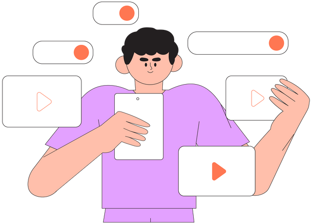 Man post video file  for company  Illustration