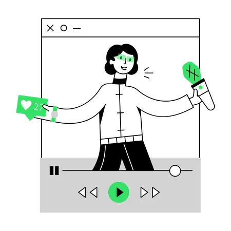 A Linear Mini Illustration Of Singing Video Illustration