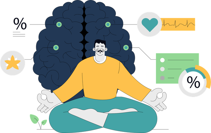 Man practices yoga to fight against disorders  Illustration