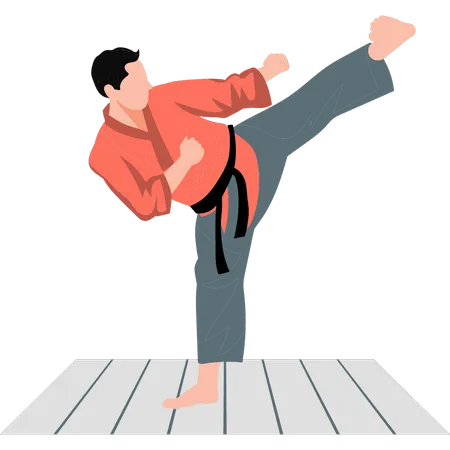 Man practicing Judo Karate  Illustration