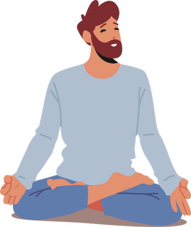 Man Practicing Yoga  Illustration