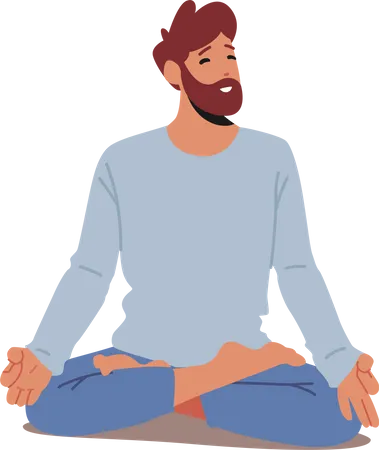 Man Practicing Yoga  Illustration