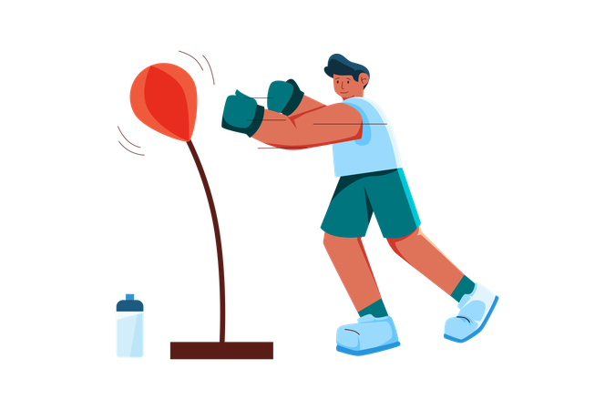 Man practise for boxing  Illustration