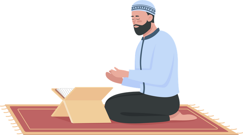 Man praying in mosque  Illustration