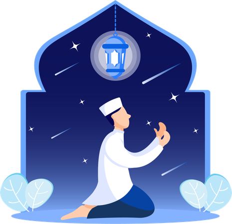 Man praying in mosque  Illustration