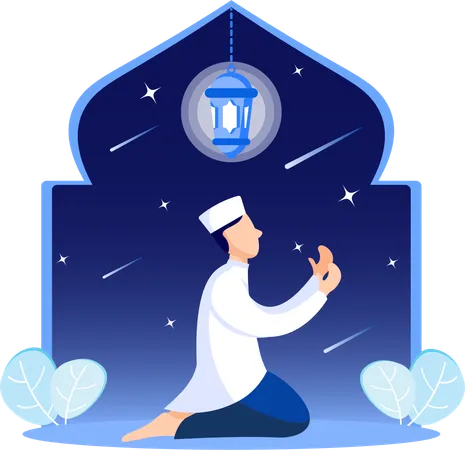 Man praying in mosque  Illustration