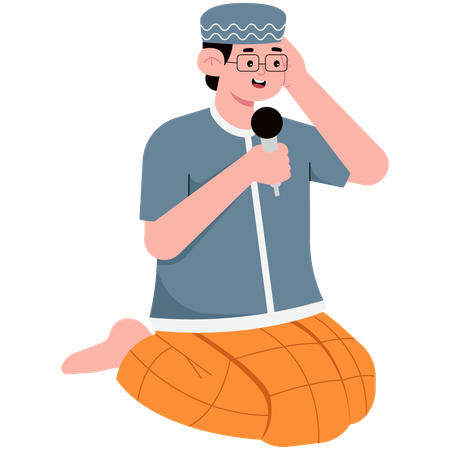 Man Praying on Eid  Illustration