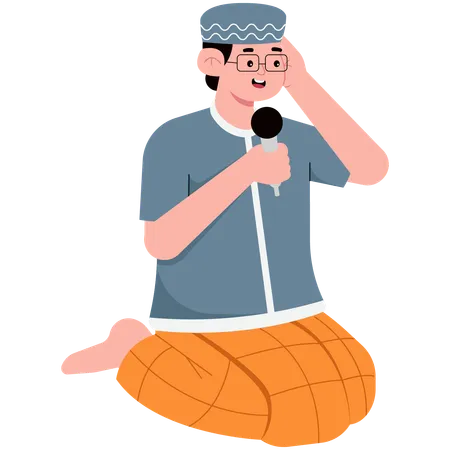 Man Praying on Eid  Illustration