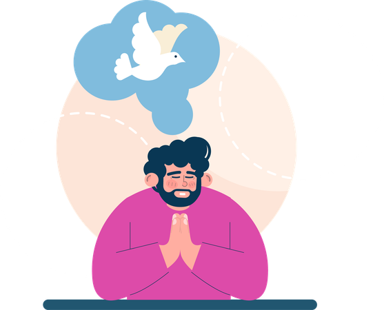 Man prays for god's help  Ilustração