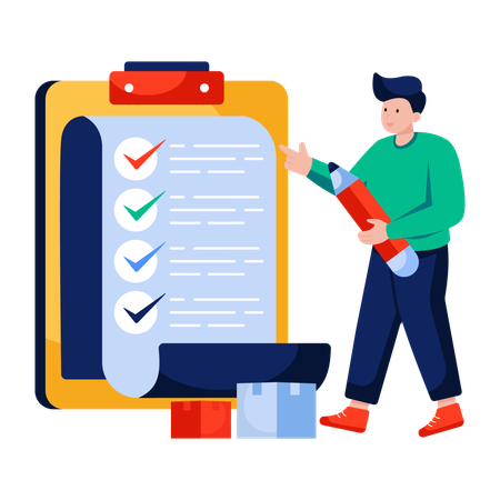 Man prepares Logistic list  Illustration