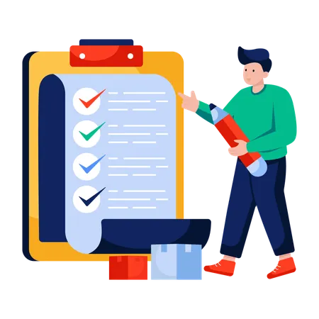 Man prepares Logistic list  Illustration